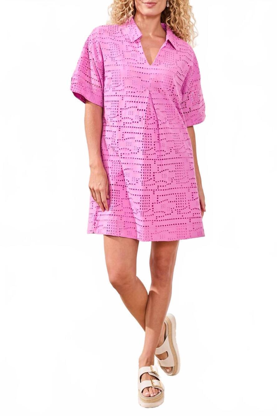 NEW TRIBAL eyelet mini dress in wisteria orchid